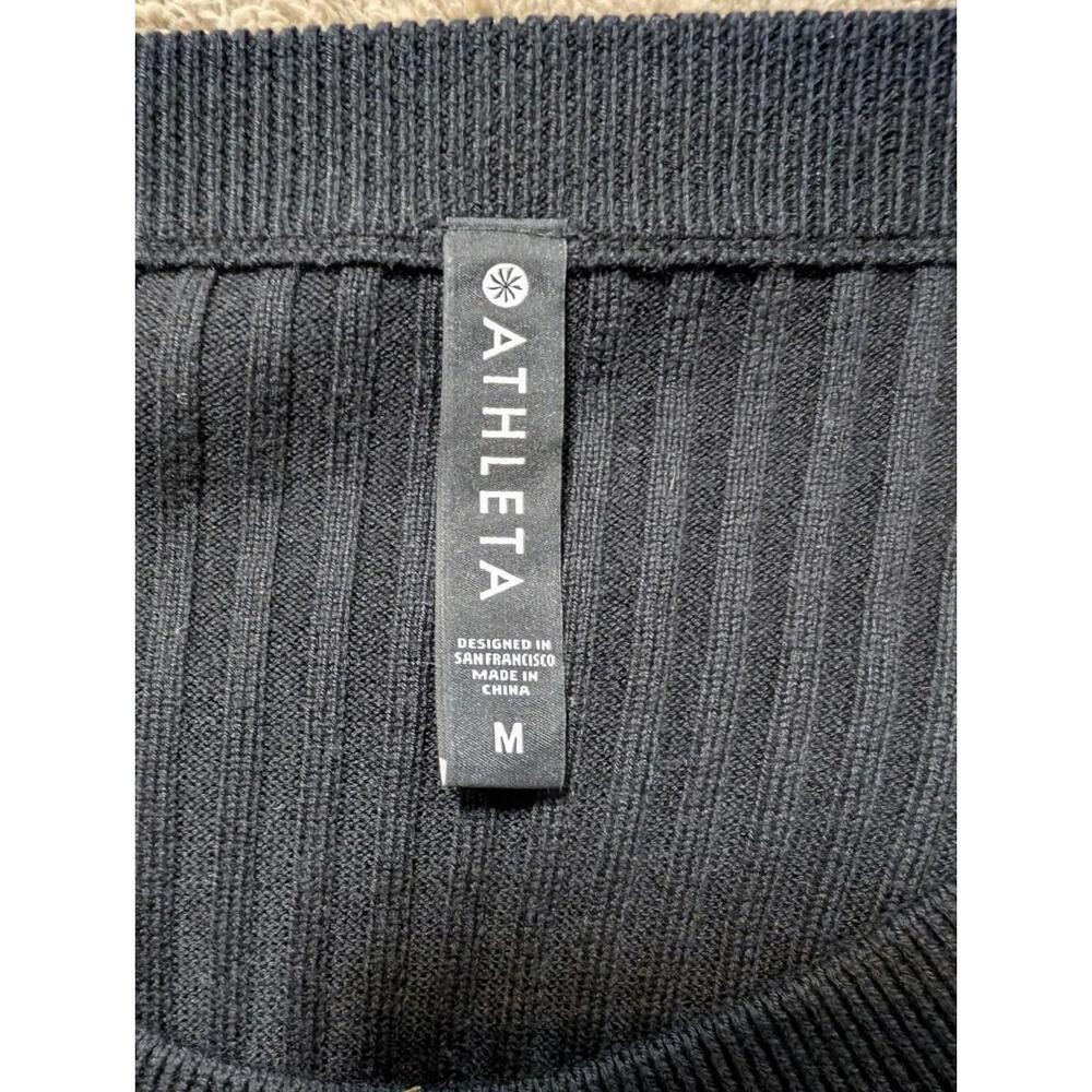 Athleta Lincoln Park Ribbed Stretchy Crewneck Long Sleeve Sweater Sz M Black - Picture 3 of 3
